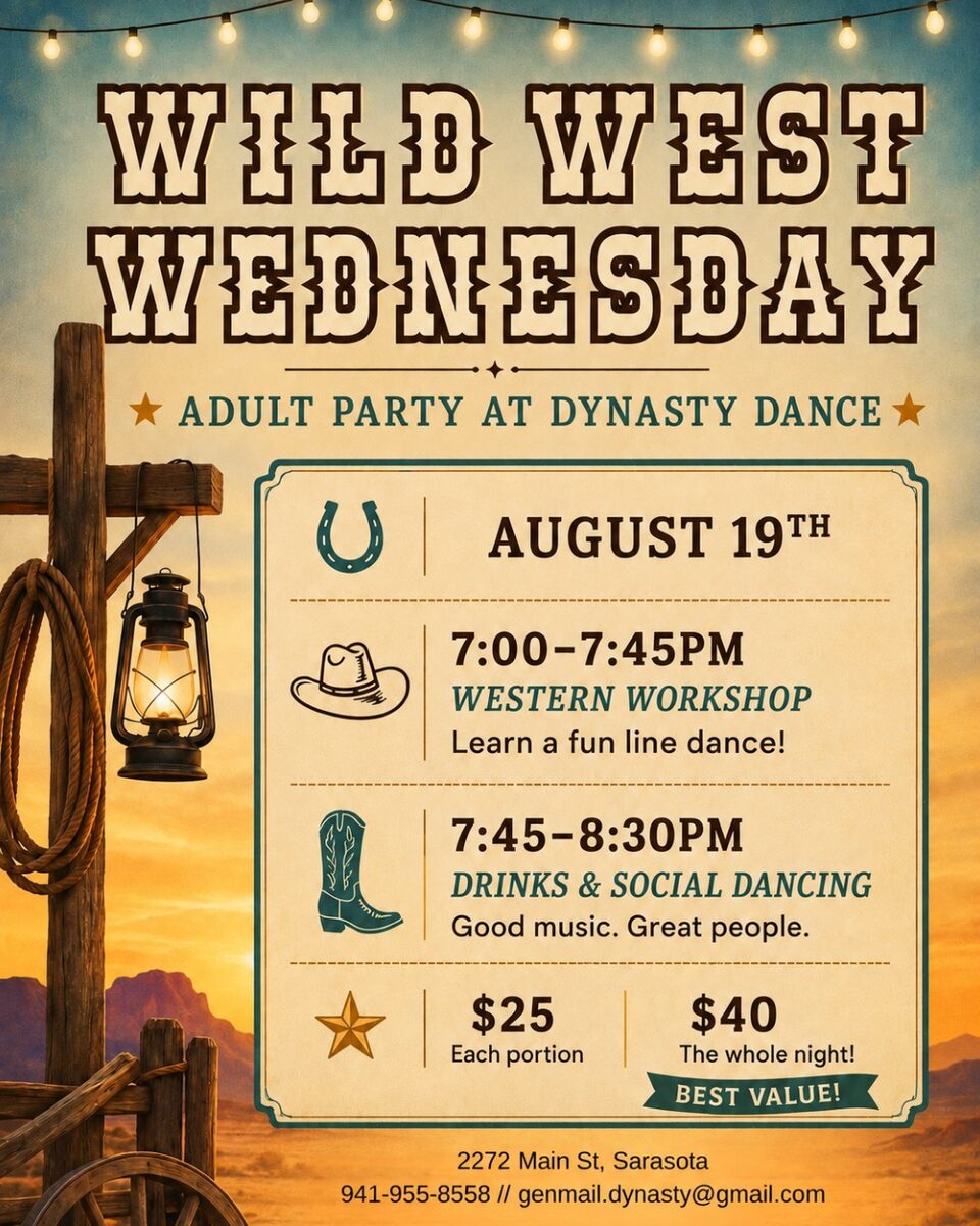 Wild West Wednesday adult party at Dynasty Dance — Wednesday, August 19