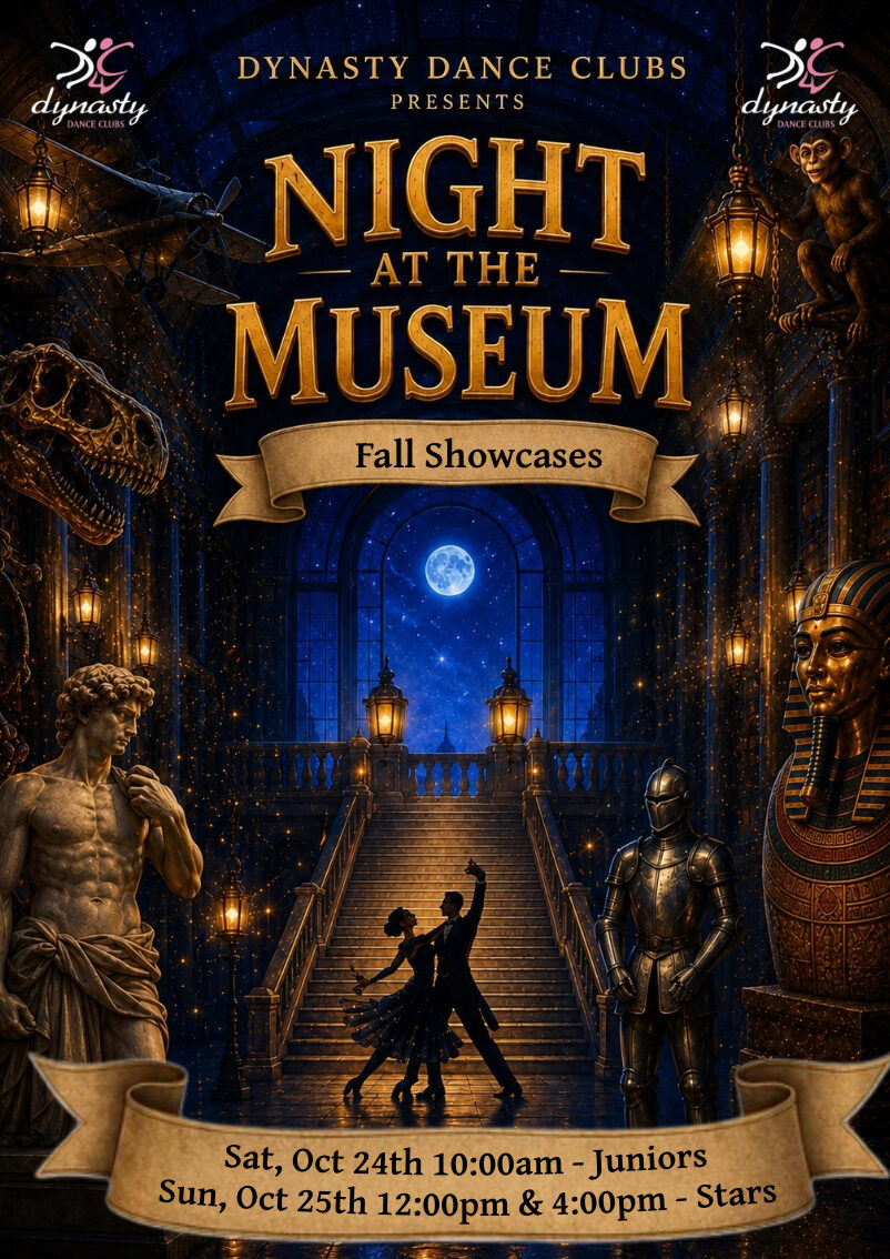 Night at the Museum fall showcases — Saturday, October 24 at 10 AM for Juniors, Sunday, October 25 at 12 PM and 4 PM for Stars