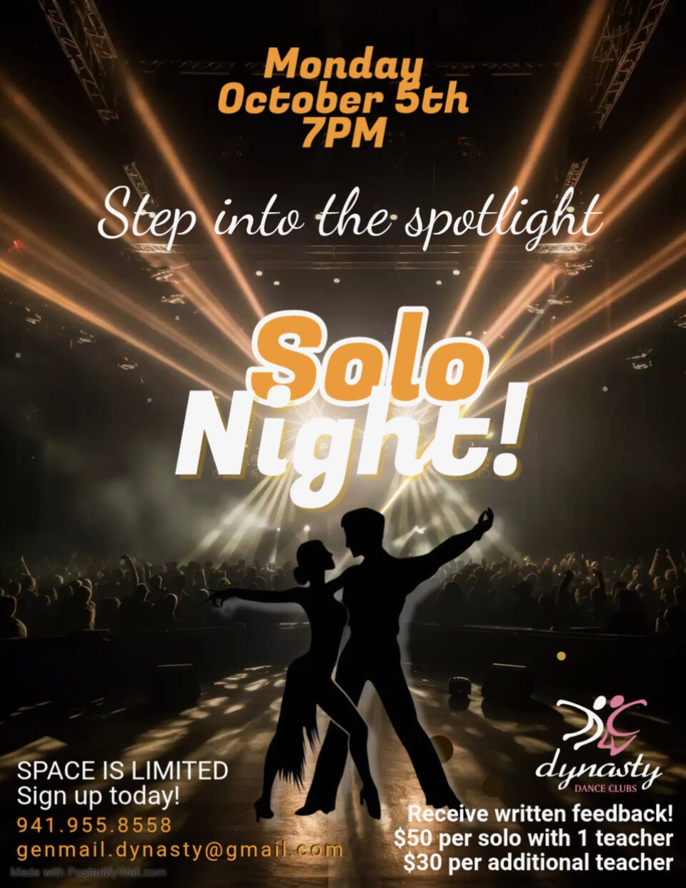 Solo Night at Dynasty Dance — Monday, October 5 at 7 PM